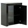 Basicwise Office or Living Room Side Storage Cabinet With LED, Black QI003951.BK
